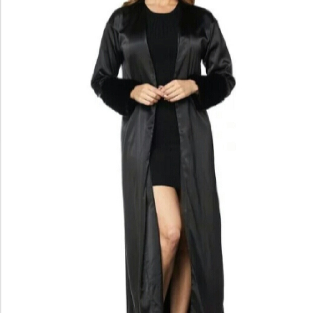 Faux Fur and Satin Duster